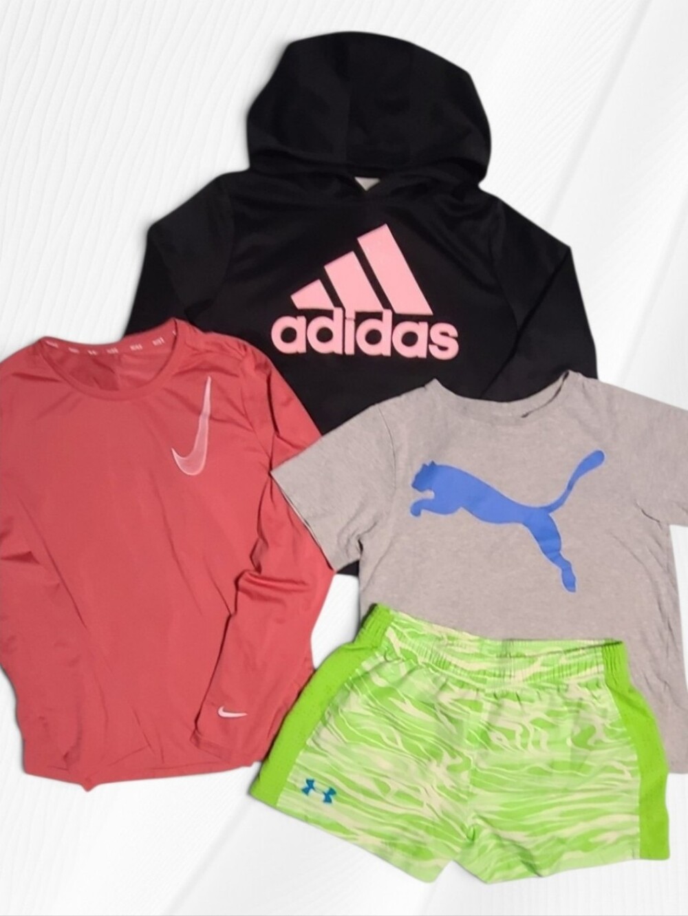 Girls Activewear Lot Size 10 12 L Adidas Nike Under Armour Puma 4-Piece Bundle